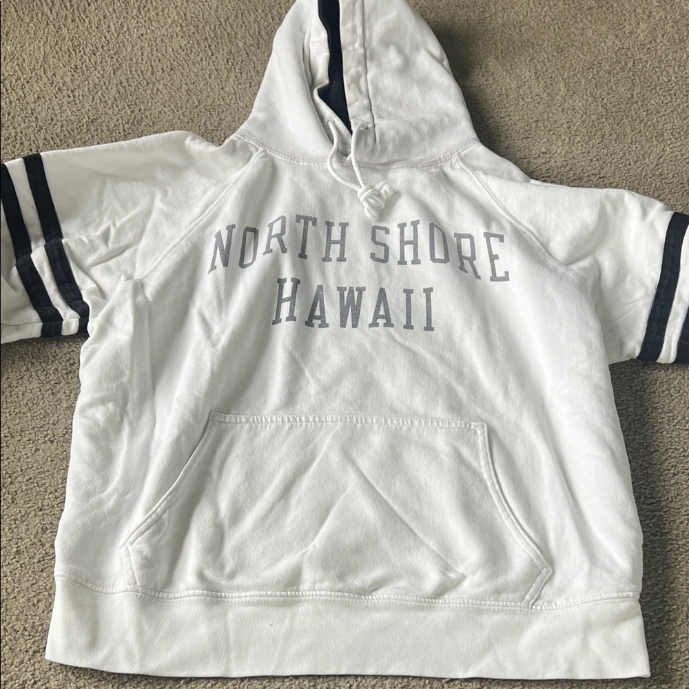 North Shore Hawaii White Hoodie with Stripes